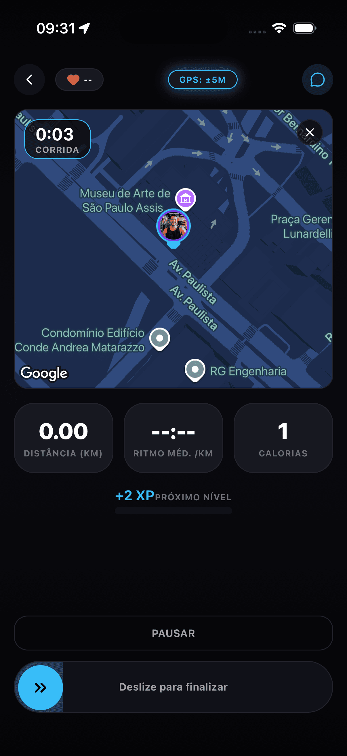 PulseUp live cardio map screen