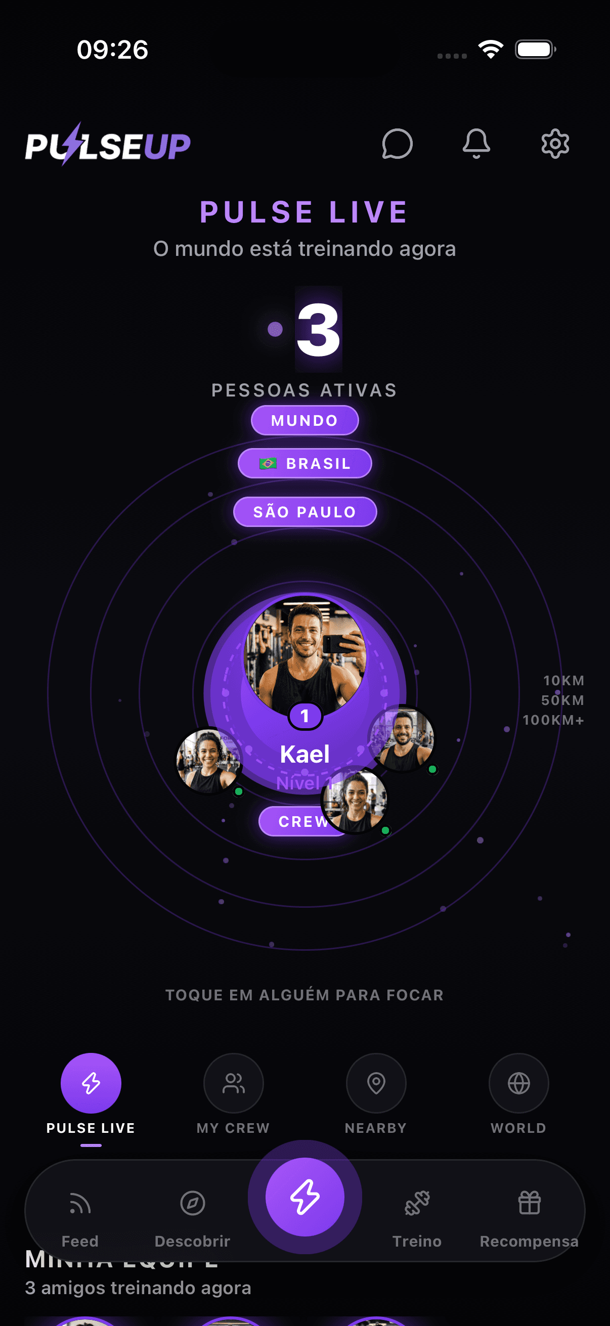 PulseUp Live screen